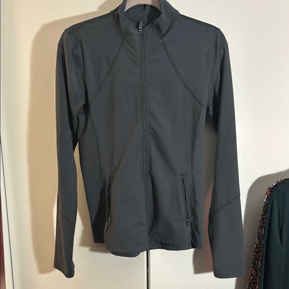 Yogalicious Gray Utility Jacket with High Collar and Full Zipper